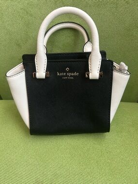 kate spade Black and White Mini Tote with Gold Hardware